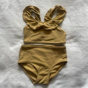 H&M mustard yellow bathing suit sz 3/4t